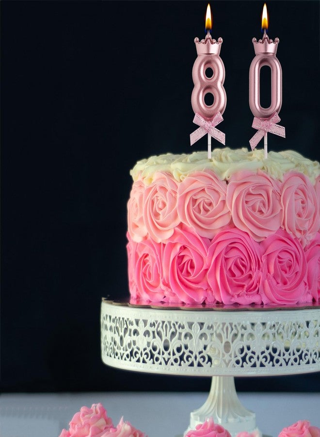 AOOLADA 80th Birthday Candles, Rose Gold 80 Year Old Number Birthday Candles, Number 80 Candles for Men Women, Birthday Party Decorations Cake Topper Gifts for Wedding Anniversary Celebration - Image 5